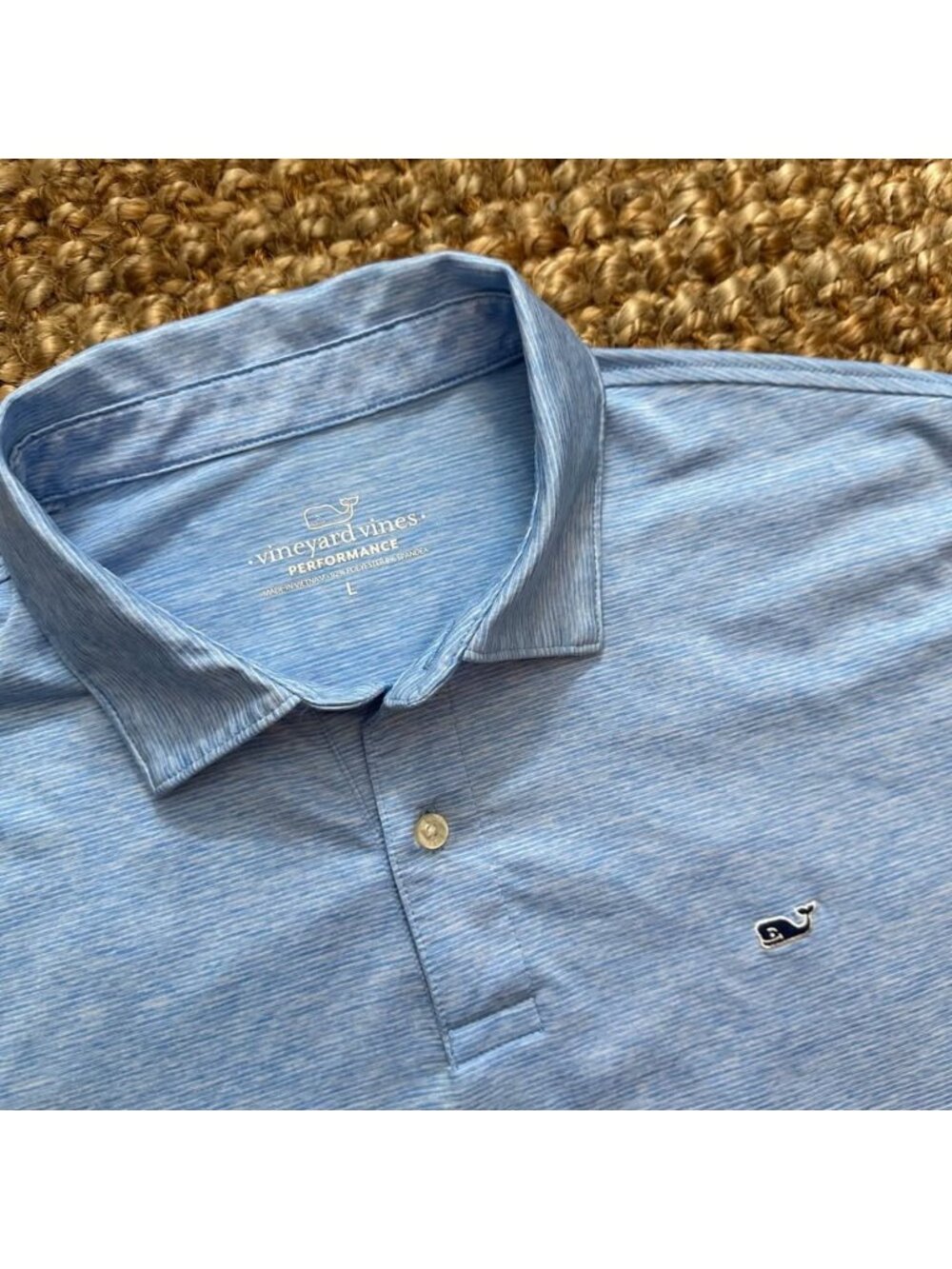 Vineyard Vines Performance Men's Large Light Blue Short Sleeve Polo Shirt